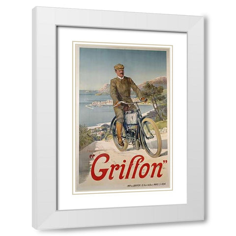 Griffon White Modern Wood Framed Art Print with Double Matting by d Alesi, Hugo