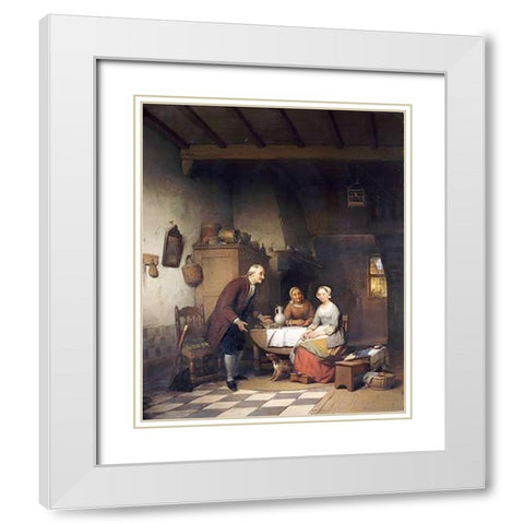 An Unwanted Suitor White Modern Wood Framed Art Print with Double Matting by De Braekeleer, Ferdinand