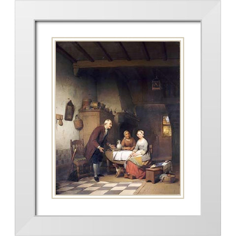 An Unwanted Suitor White Modern Wood Framed Art Print with Double Matting by De Braekeleer, Ferdinand