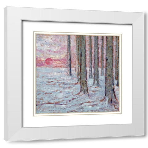 Winter In The Forest White Modern Wood Framed Art Print with Double Matting by De Nuncques, William Degouve