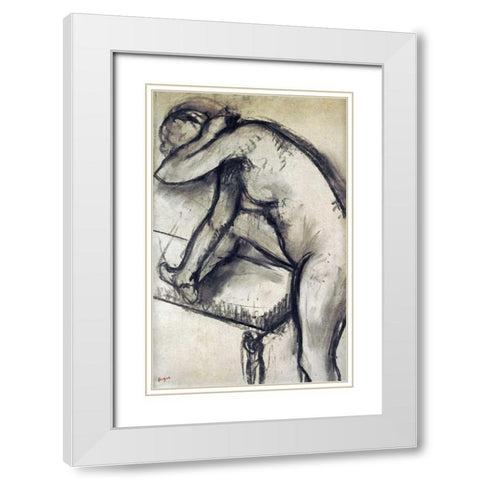 Study of a Dancer White Modern Wood Framed Art Print with Double Matting by Degas, Edgar