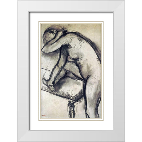 Study of a Dancer White Modern Wood Framed Art Print with Double Matting by Degas, Edgar