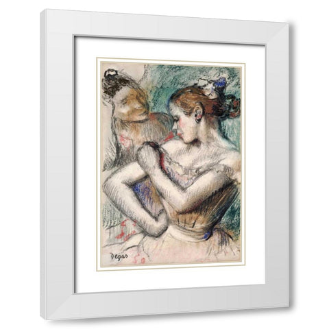 Danseuse White Modern Wood Framed Art Print with Double Matting by Degas, Edgar