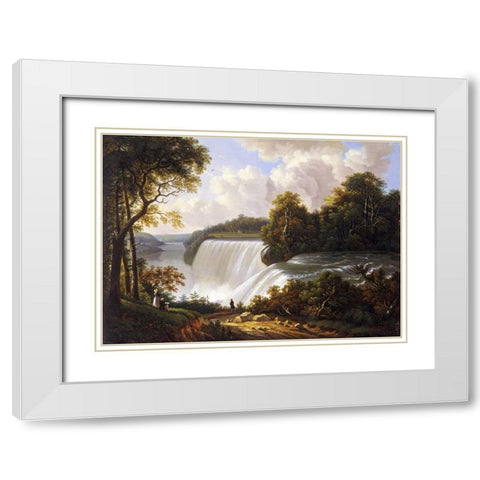 Niagara Falls Scene White Modern Wood Framed Art Print with Double Matting by DeGrailly, Victor