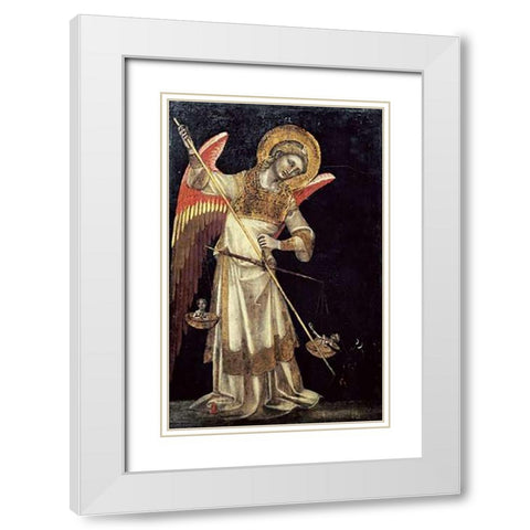 An Angel Protecting a Soul In The Balance From The Devil White Modern Wood Framed Art Print with Double Matting by Di Arpo, Guariento