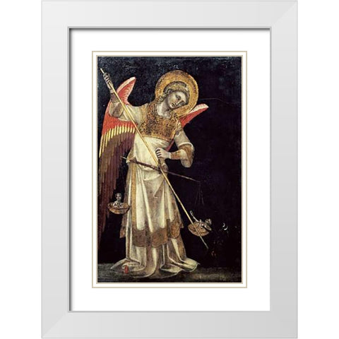 An Angel Protecting a Soul In The Balance From The Devil White Modern Wood Framed Art Print with Double Matting by Di Arpo, Guariento