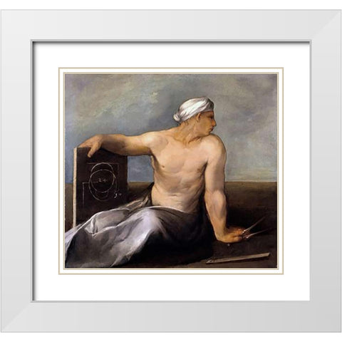 A Personification of Geometry White Modern Wood Framed Art Print with Double Matting by Dossi, Dosso
