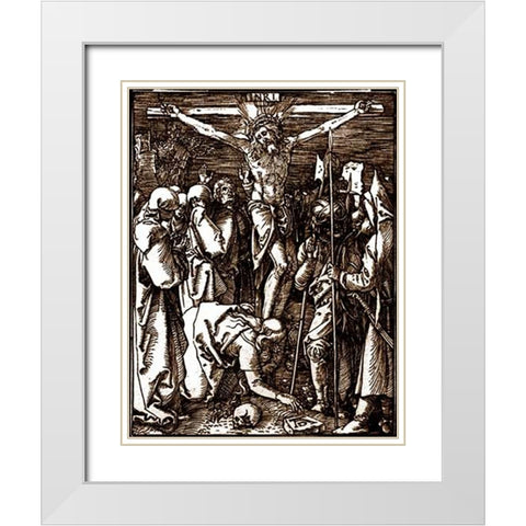 The Crucifixion White Modern Wood Framed Art Print with Double Matting by Durer, Albrecht
