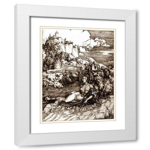 The Sea Monster White Modern Wood Framed Art Print with Double Matting by Durer, Albrecht
