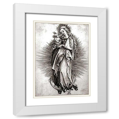 The Virgin and Child On a Crescent White Modern Wood Framed Art Print with Double Matting by Durer, Albrecht