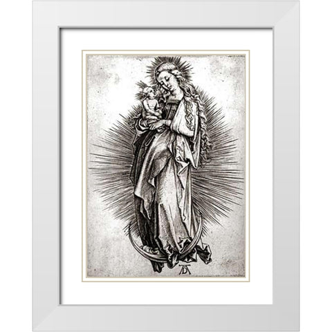 The Virgin and Child On a Crescent White Modern Wood Framed Art Print with Double Matting by Durer, Albrecht