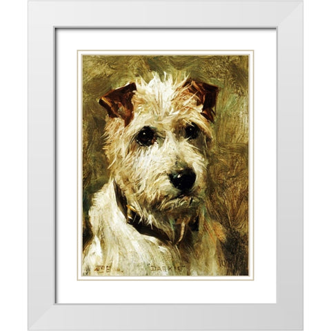 Portrait of a Terrier: Darkie White Modern Wood Framed Art Print with Double Matting by Emms, John