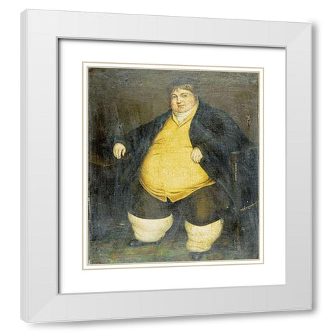 Portrait of Daniel Lambert White Modern Wood Framed Art Print with Double Matting by English School