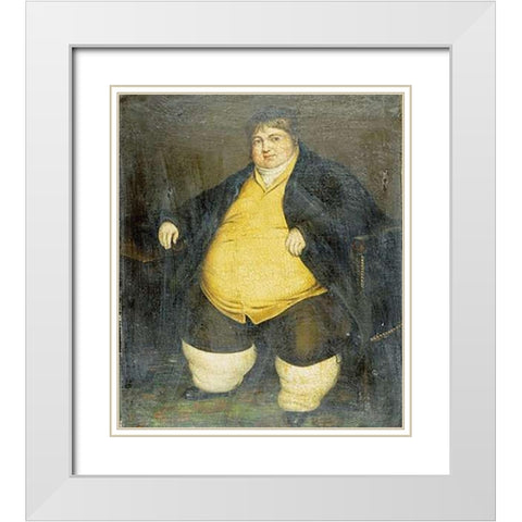 Portrait of Daniel Lambert White Modern Wood Framed Art Print with Double Matting by English School