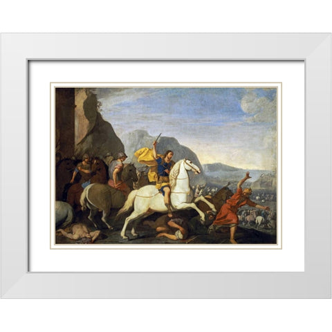 Saint James at The Battle of Clavijo White Modern Wood Framed Art Print with Double Matting by Falcone, Aniello