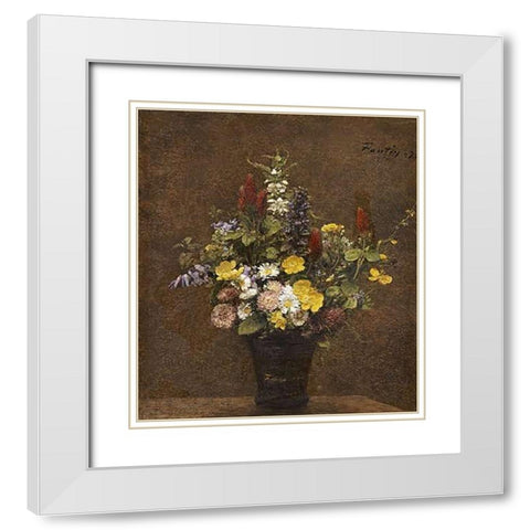 Wild Flowers White Modern Wood Framed Art Print with Double Matting by Latour, Henri Fantin