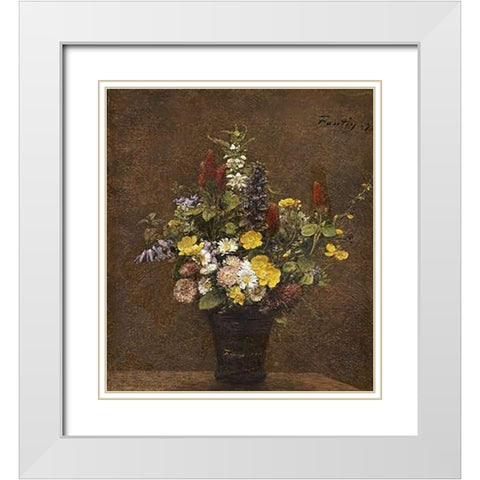 Wild Flowers White Modern Wood Framed Art Print with Double Matting by Latour, Henri Fantin