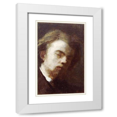 Self-Portrait White Modern Wood Framed Art Print with Double Matting by Latour, Henri Fantin