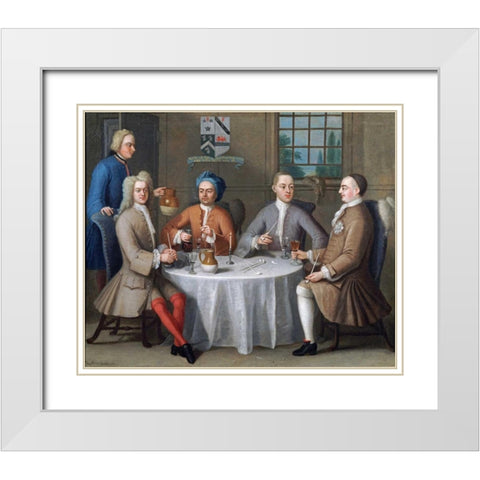Sir Thomas Sebright, Sir John Bland and Two Friends White Modern Wood Framed Art Print with Double Matting by Ferrers, Benjamin