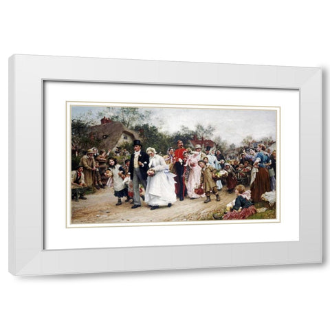 The Village Wedding White Modern Wood Framed Art Print with Double Matting by Fildes, Sir Samuel Luke