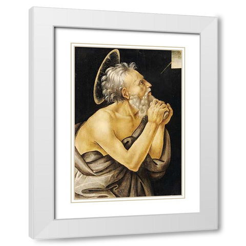 Saint Jerome White Modern Wood Framed Art Print with Double Matting by Lippi, Filippo