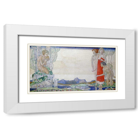 The Voice of Pan White Modern Wood Framed Art Print with Double Matting by Frampton, Edward Reginald