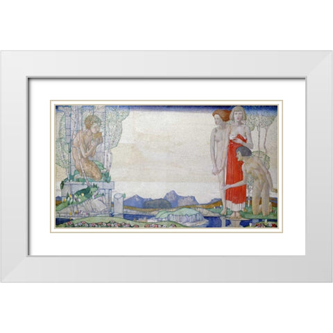 The Voice of Pan White Modern Wood Framed Art Print with Double Matting by Frampton, Edward Reginald