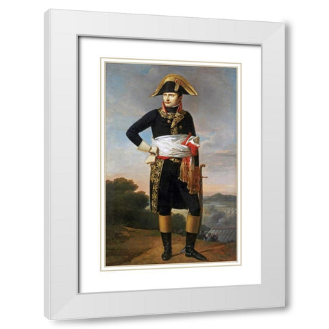 Portrait of Napoleon White Modern Wood Framed Art Print with Double Matting by French School