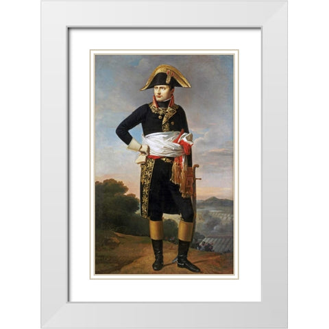 Portrait of Napoleon White Modern Wood Framed Art Print with Double Matting by French School