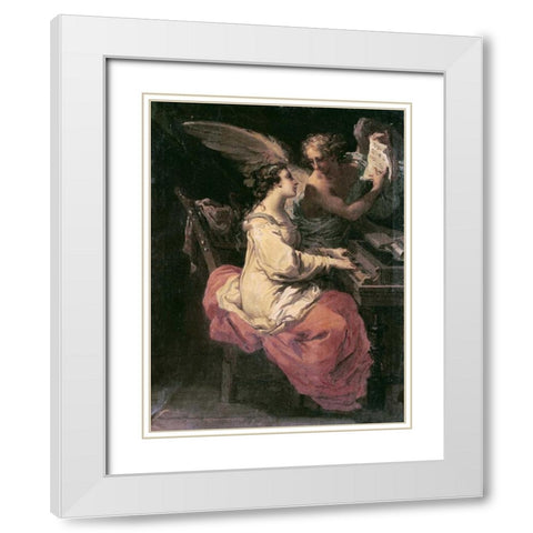 Saint Cecilia White Modern Wood Framed Art Print with Double Matting by Gandolfi, Gaetano