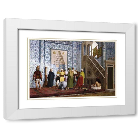 The Blue Mosque. White Modern Wood Framed Art Print with Double Matting by Gerome, Jean Leon
