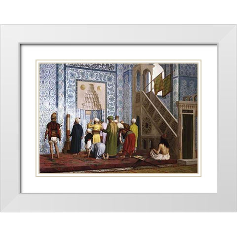 The Blue Mosque. White Modern Wood Framed Art Print with Double Matting by Gerome, Jean Leon