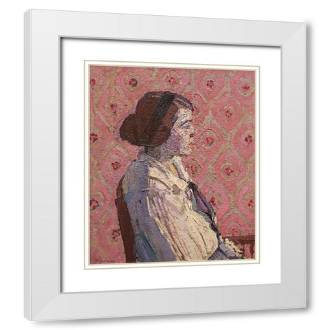 A Portrait In Profile White Modern Wood Framed Art Print with Double Matting by Gilman, Harold