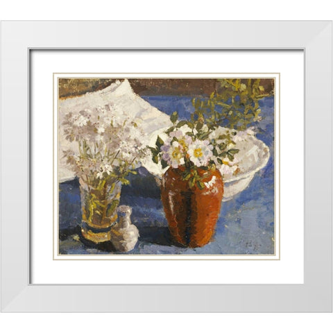 Still Life With Flowers In a Vase White Modern Wood Framed Art Print with Double Matting by Gilman, Harold