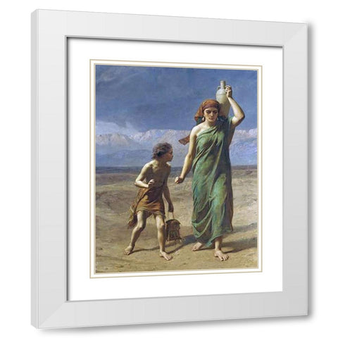 Hagar and Ishmael White Modern Wood Framed Art Print with Double Matting by Goodall, Frederick