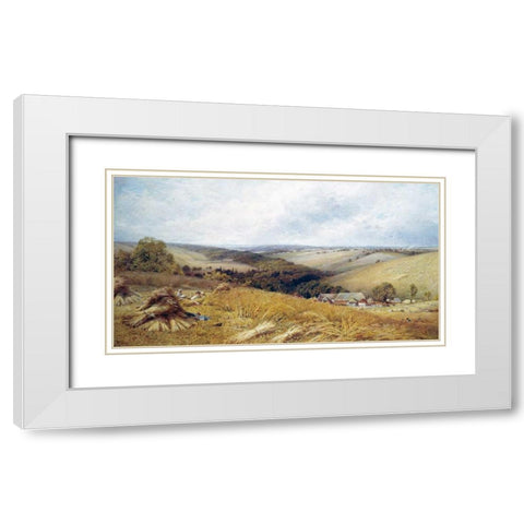 A Hot Day In The Harvest Field White Modern Wood Framed Art Print with Double Matting by Gosling, William W.