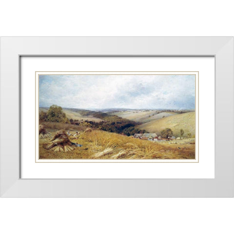 A Hot Day In The Harvest Field White Modern Wood Framed Art Print with Double Matting by Gosling, William W.