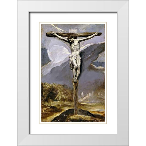 Museumist on The Cross White Modern Wood Framed Art Print with Double Matting by Greco, El