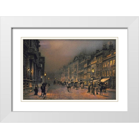 St Jamess Street White Modern Wood Framed Art Print with Double Matting by Grimshaw, John Atkinson