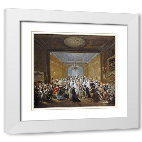 The Subscription Ball In The Haymarket White Modern Wood Framed Art Print with Double Matting by Grisoni, Giuseppe