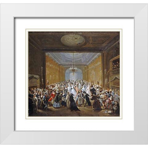 The Subscription Ball In The Haymarket White Modern Wood Framed Art Print with Double Matting by Grisoni, Giuseppe