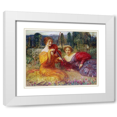 Musicienne du Silence, c. 1900 White Modern Wood Framed Art Print with Double Matting by Hacker, Arthur