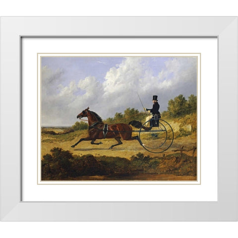 Confidence, Drawing a Gig Driven By a Groom White Modern Wood Framed Art Print with Double Matting by Herring, John Frederick