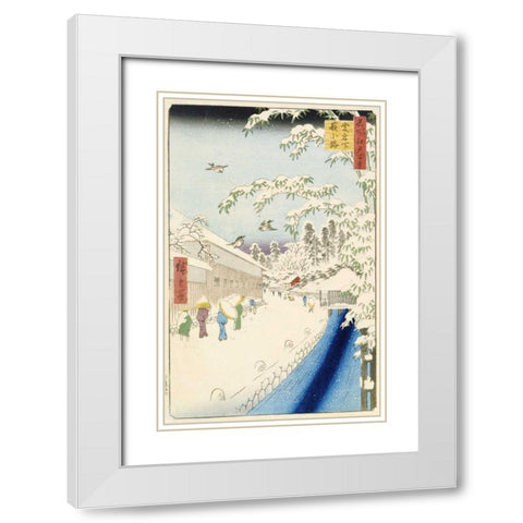 Yabu Street Below Atago White Modern Wood Framed Art Print with Double Matting by Hiroshige