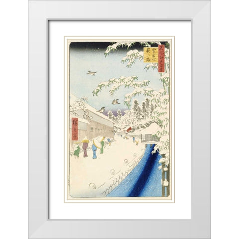 Yabu Street Below Atago White Modern Wood Framed Art Print with Double Matting by Hiroshige