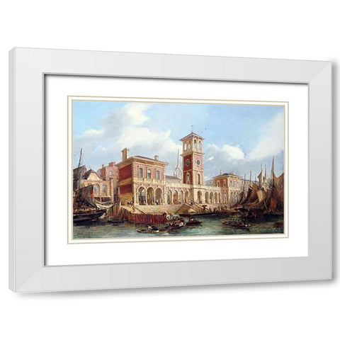Billingsgate Market White Modern Wood Framed Art Print with Double Matting by Holland, James