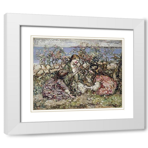 The Butterfly White Modern Wood Framed Art Print with Double Matting by Hornel, Edward Atkinson