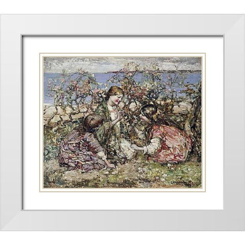 The Butterfly White Modern Wood Framed Art Print with Double Matting by Hornel, Edward Atkinson