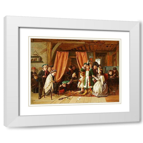 The Play Scene In Hamlet White Modern Wood Framed Art Print with Double Matting by Hunt, Charles