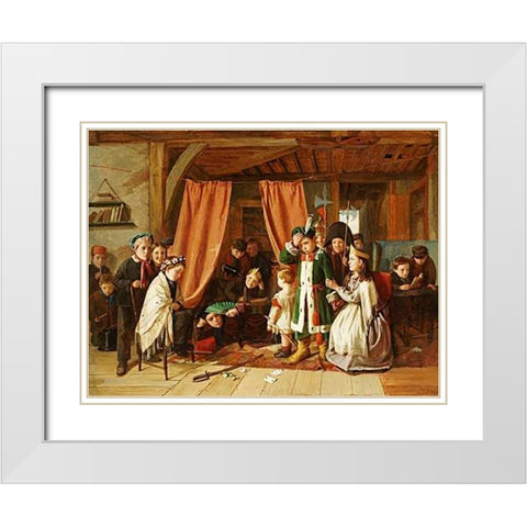 The Play Scene In Hamlet White Modern Wood Framed Art Print with Double Matting by Hunt, Charles